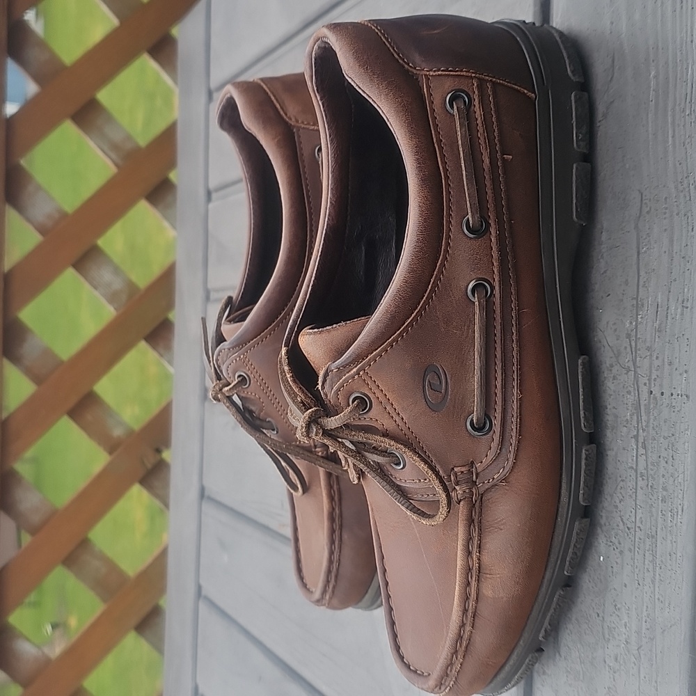 Dexter Men's Size 10 Brown Leather Boat Shoes, Moc - Lace-Up MADE IN USA
